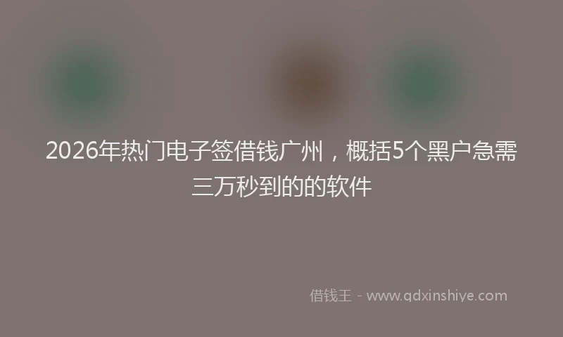 2026年热门电子签借钱广州,概括5个黑户急需三万秒到的的软件