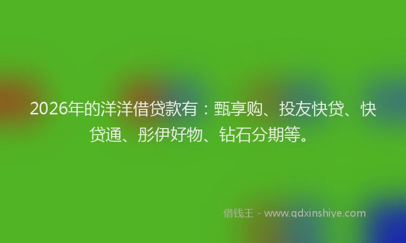 2026年的洋洋借贷款有：甄享购、投友快贷、快贷通、彤伊好物、钻石分期等。