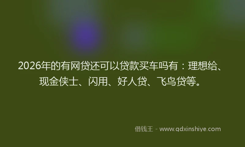 2026年的有网贷还可以贷款买车吗有:理想给、现金侠士、闪用、好人贷、飞鸟贷等。