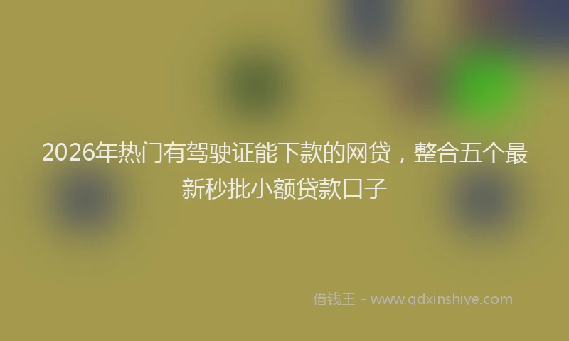 2026年热门有驾驶证能下款的网贷，整合五个最新秒批小额贷款口子