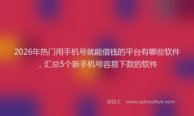 2026年热门用手机号就能借钱的平台有哪些软件，汇总5个新手机号容易下款的软件