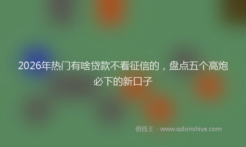 2026年热门有啥贷款不看征信的，盘点五个高炮必下的新口子
