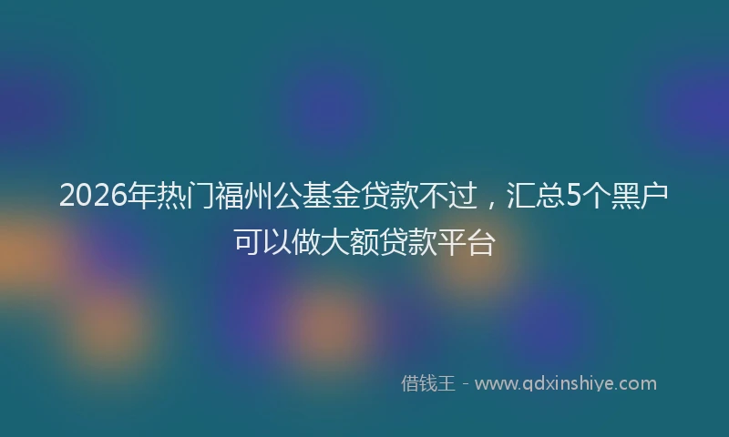 2026年热门福州公基金贷款不过，汇总5个黑户可以做大额贷款平台