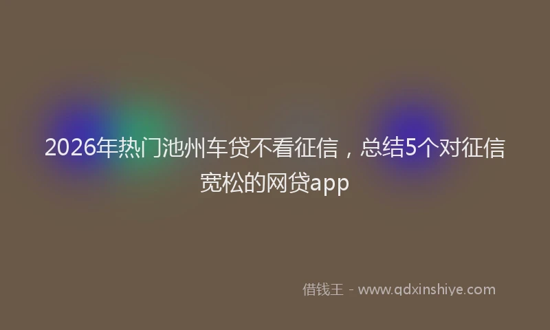 2026年热门池州车贷不看征信，总结5个对征信宽松的网贷app