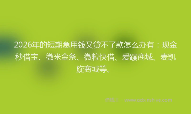 2026年的短期急用钱又贷不了款怎么办有：现金秒借宝、微米金条、微粒快借、爱蹦商城、麦凯旋商城等。