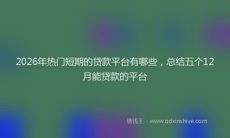 2026年热门短期的贷款平台有哪些，总结五个12月能贷款的平台