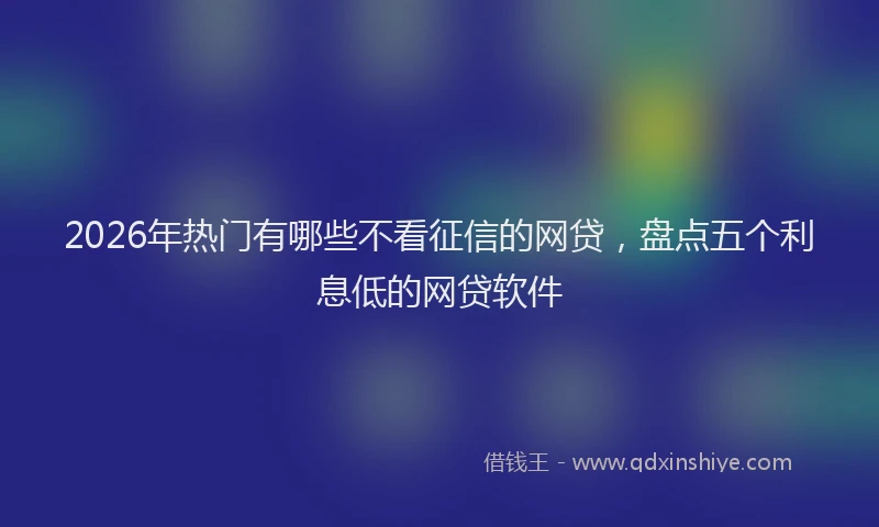 2026年热门有哪些不看征信的网贷，盘点五个利息低的网贷软件