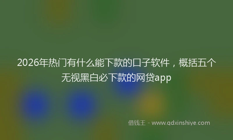 2026年热门有什么能下款的口子软件，概括五个无视黑白必下款的网贷app