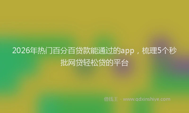 2026年热门百分百贷款能通过的app，梳理5个秒批网贷轻松贷的平台