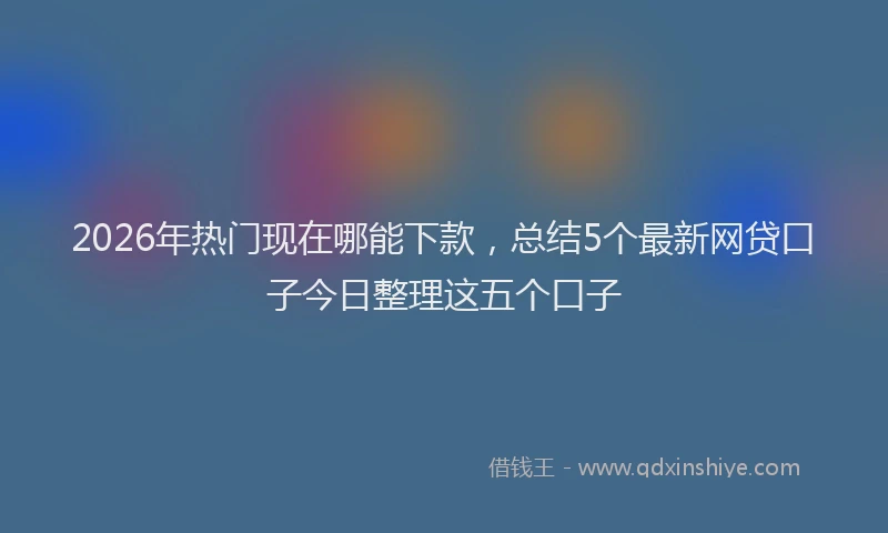 2026年热门现在哪能下款，总结5个最新网贷口子今日整理这五个口子