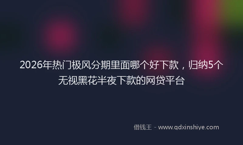 2026年热门极风分期里面哪个好下款，归纳5个无视黑花半夜下款的网贷平台