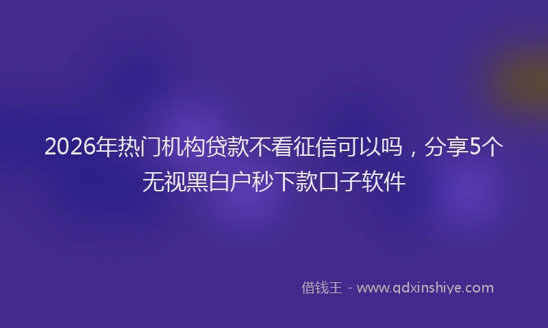 2026年热门机构贷款不看征信可以吗，分享5个无视黑白户秒下款口子软件