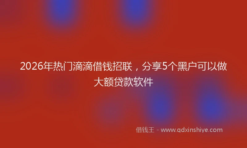 2026年热门滴滴借钱招联，分享5个黑户可以做大额贷款软件