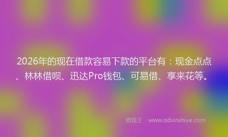 2026年的现在借款容易下款的平台有：现金点点、林林借呗、迅达Pro钱包、可易借、享来花等。