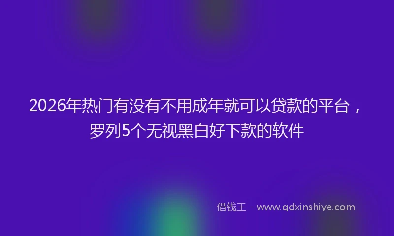 2026年热门有没有不用成年就可以贷款的平台，罗列5个无视黑白好下款的软件