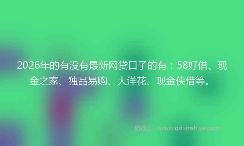 2026年的有没有最新网贷口子的有：58好借、现金之家、独品易购、大洋花、现金侠借等。