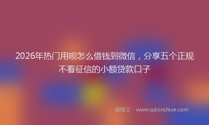 2026年热门用呗怎么借钱到微信，分享五个正规不看征信的小额贷款口子