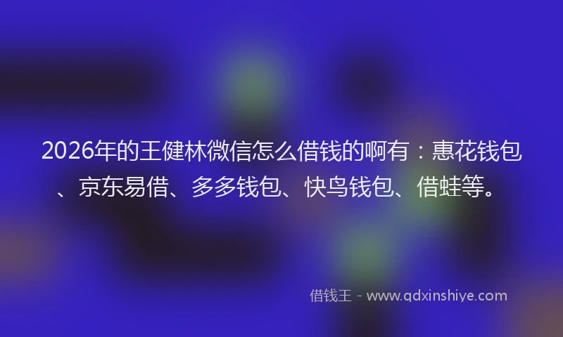 2026年的王健林微信怎么借钱的啊有：惠花钱包、京东易借、多多钱包、快鸟钱包、借蛙等。