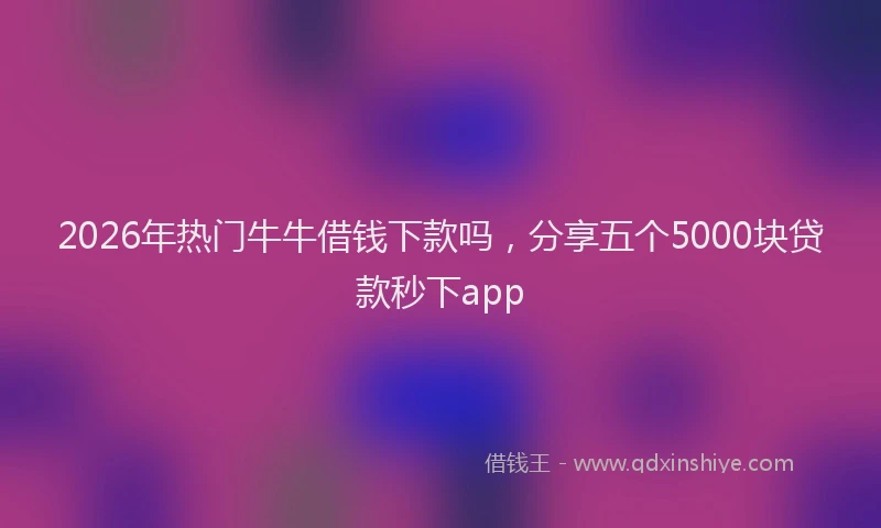 2026年热门牛牛借钱下款吗，分享五个5000块贷款秒下app