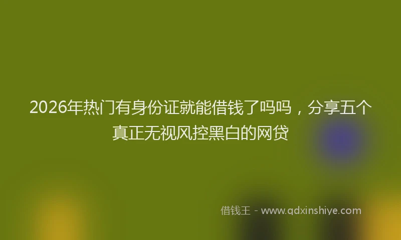 2026年热门有身份证就能借钱了吗吗，分享五个真正无视风控黑白的网贷