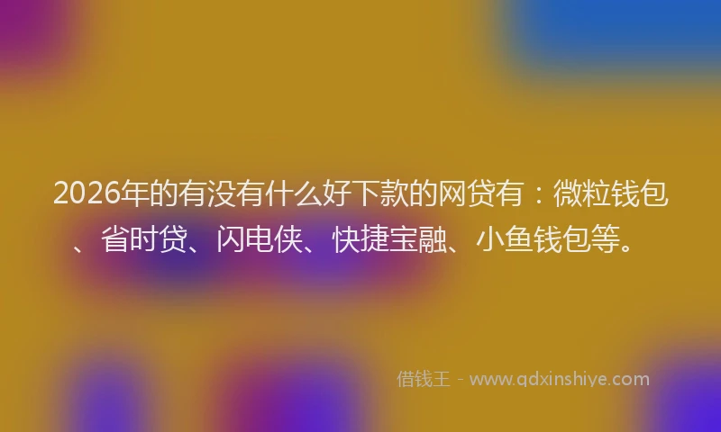 2026年的有没有什么好下款的网贷有：微粒钱包、省时贷、闪电侠、快捷宝融、小鱼钱包等。