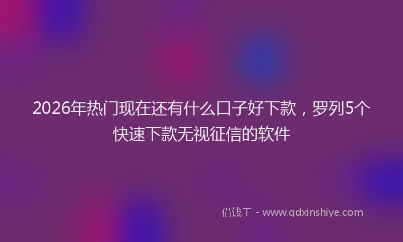 2026年热门现在还有什么口子好下款，罗列5个快速下款无视征信的软件