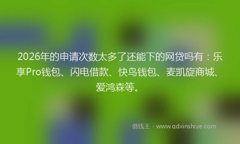 2026年的申请次数太多了还能下的网贷吗有：乐享Pro钱包、闪电借款、快鸟钱包、麦凯旋商城、爱鸿森等。