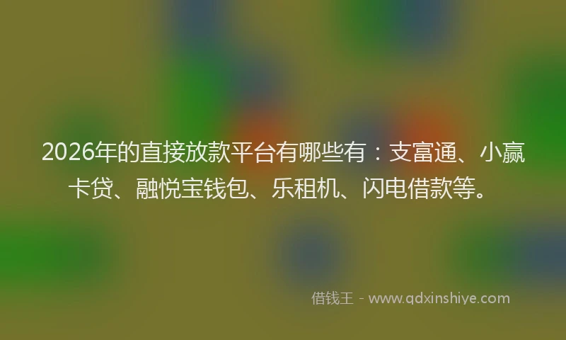 2026年的直接放款平台有哪些有：支富通、小赢卡贷、融悦宝钱包、乐租机、闪电借款等。