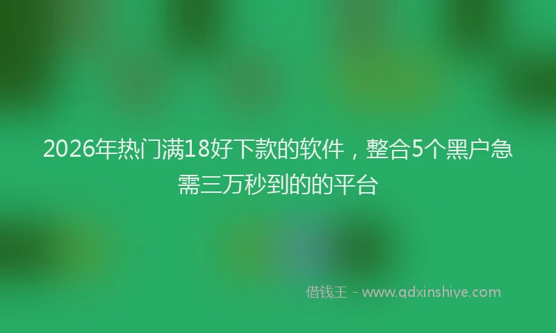 2026年热门满18好下款的软件，整合5个黑户急需三万秒到的的平台