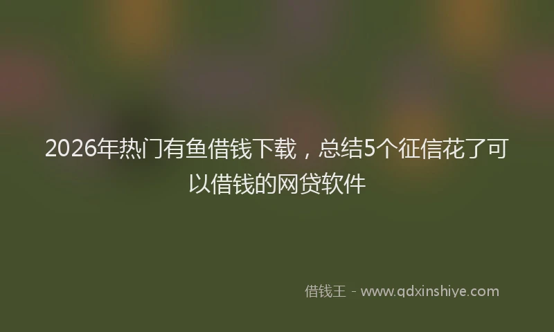 2026年热门有鱼借钱下载，总结5个征信花了可以借钱的网贷软件