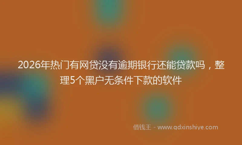 2026年热门有网贷没有逾期银行还能贷款吗，整理5个黑户无条件下款的软件