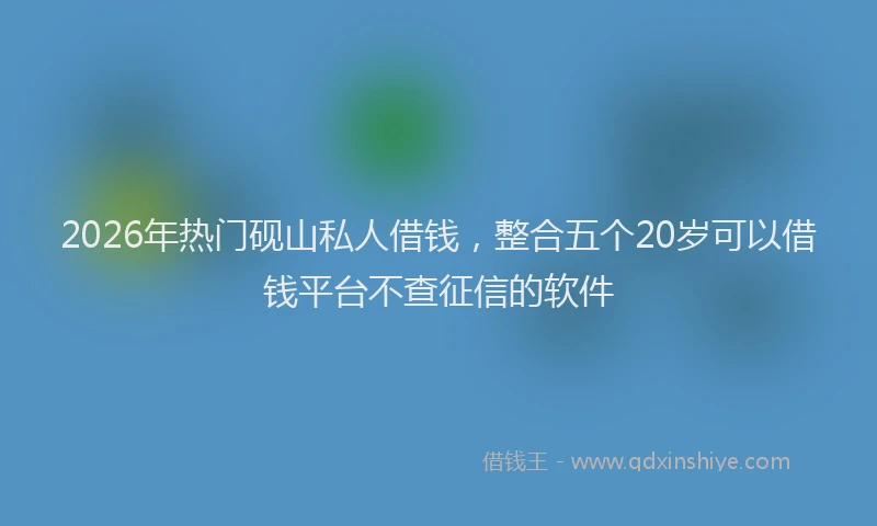2026年热门砚山私人借钱，整合五个20岁可以借钱平台不查征信的软件