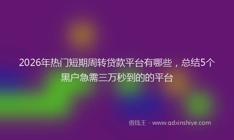 2026年热门短期周转贷款平台有哪些，总结5个黑户急需三万秒到的的平台