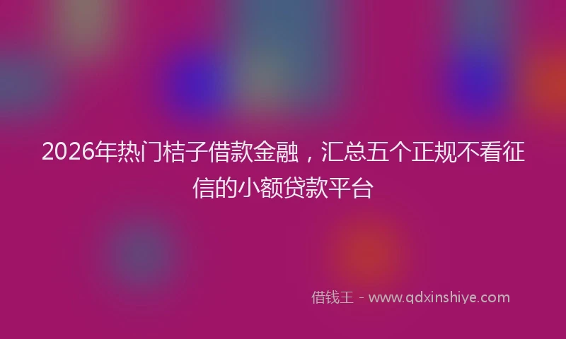 2026年热门桔子借款金融，汇总五个正规不看征信的小额贷款平台