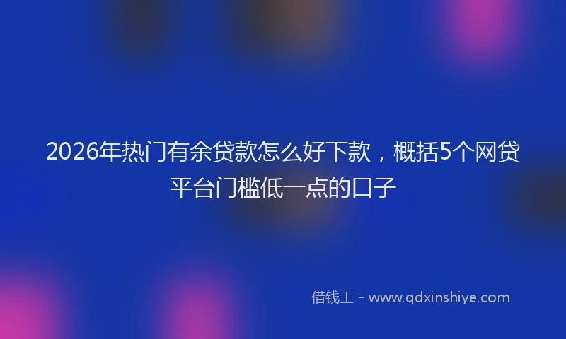 2026年热门有余贷款怎么好下款，概括5个网贷平台门槛低一点的口子