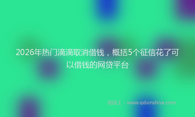 2026年热门滴滴取消借钱,概括5个征信花了可以借钱的网贷平台