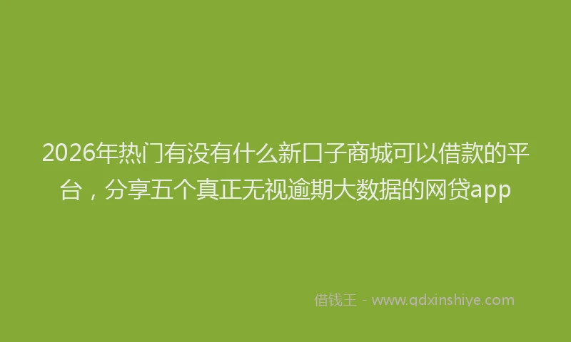 2026年热门有没有什么新口子商城可以借款的平台，分享五个真正无视逾期大数据的网贷app