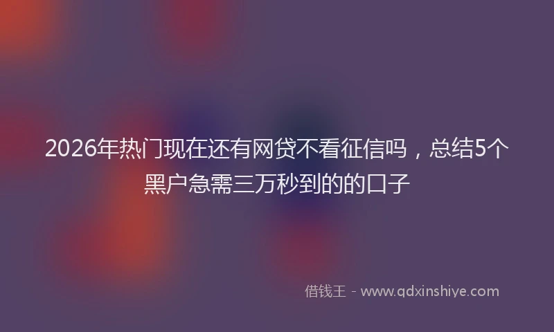2026年热门现在还有网贷不看征信吗，总结5个黑户急需三万秒到的的口子
