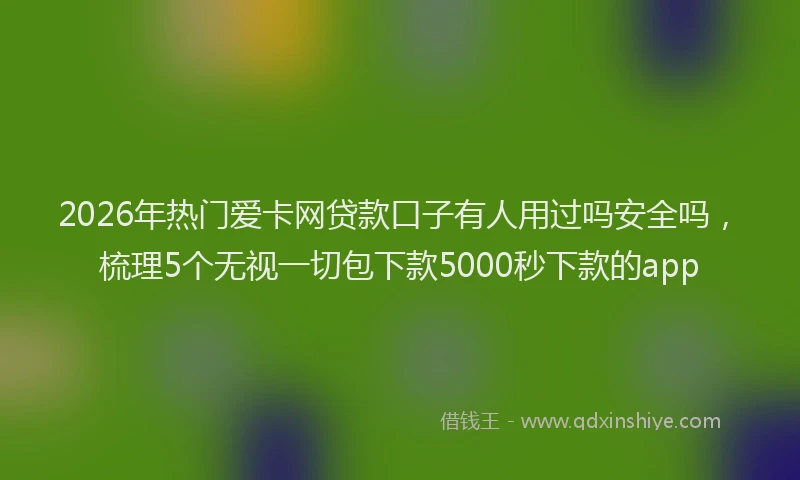 2026年热门爱卡网贷款口子有人用过吗安全吗，梳理5个无视一切包下款5000秒下款的app