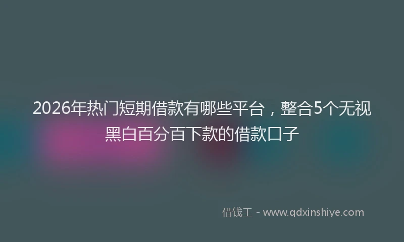 2026年热门短期借款有哪些平台，整合5个无视黑白百分百下款的借款口子