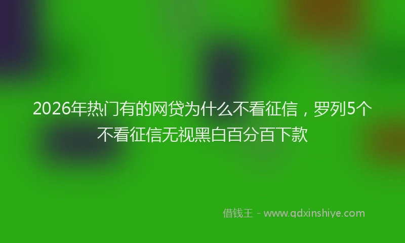 2026年热门有的网贷为什么不看征信，罗列5个不看征信无视黑白百分百下款