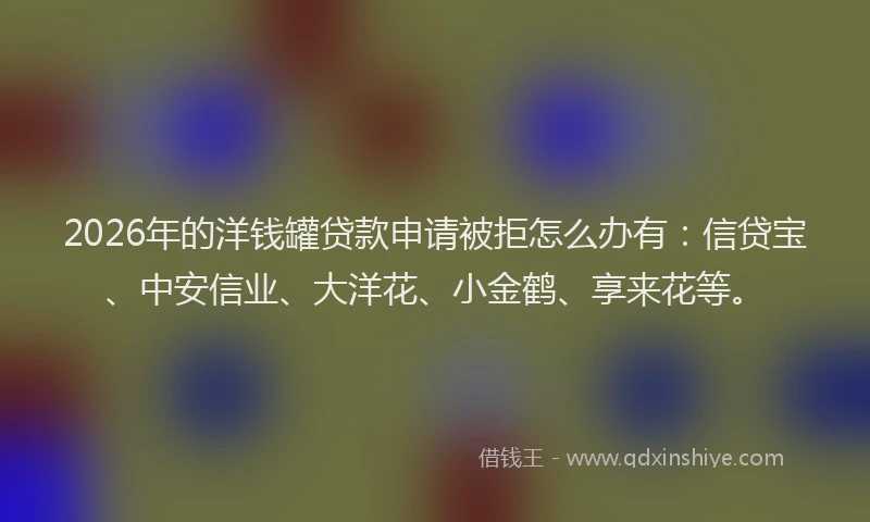 2026年的洋钱罐贷款申请被拒怎么办有：信贷宝、中安信业、大洋花、小金鹤、享来花等。