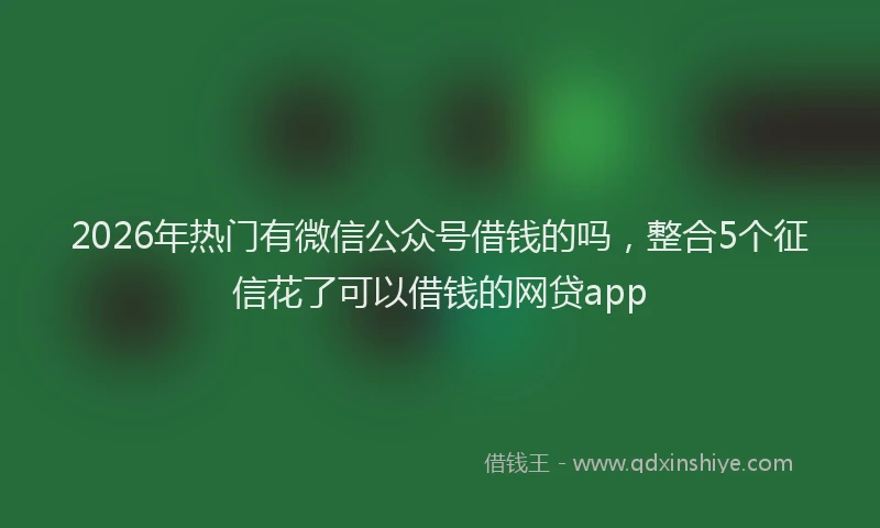 2026年热门有微信公众号借钱的吗，整合5个征信花了可以借钱的网贷app