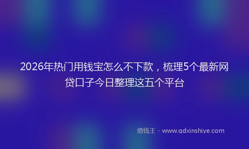 2026年热门用钱宝怎么不下款,梳理5个最新网贷口子今日整理这五个平台
