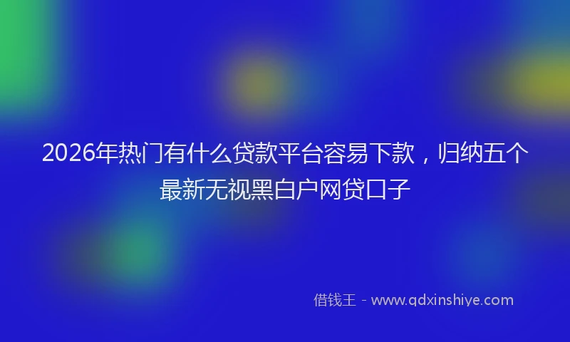 2026年热门有什么贷款平台容易下款，归纳五个最新无视黑白户网贷口子