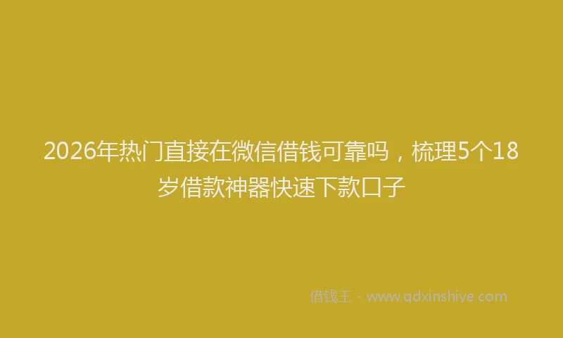 2026年热门直接在微信借钱可靠吗，梳理5个18岁借款神器快速下款口子