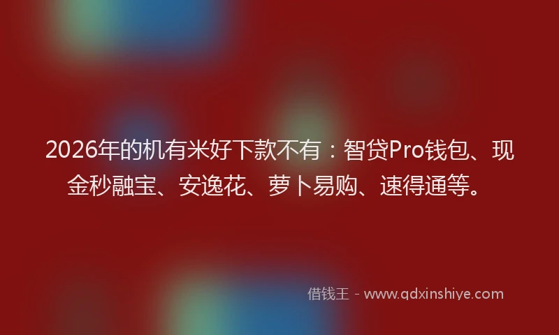 2026年的机有米好下款不有：智贷Pro钱包、现金秒融宝、安逸花、萝卜易购、速得通等。