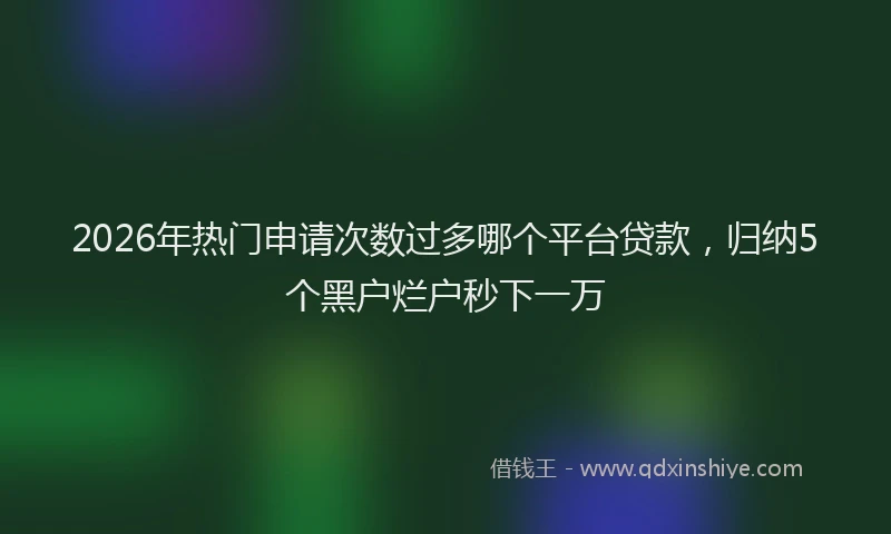 2026年热门申请次数过多哪个平台贷款，归纳5个黑户烂户秒下一万