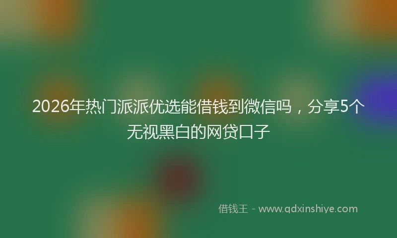 2026年热门派派优选能借钱到微信吗，分享5个无视黑白的网贷口子