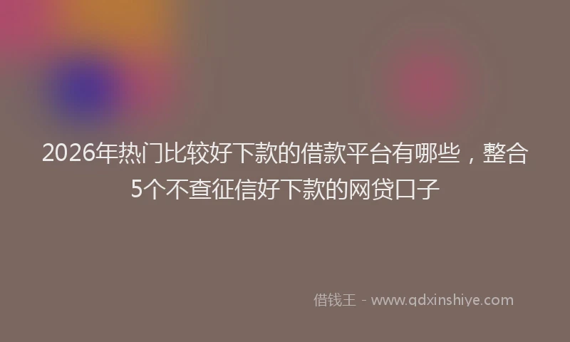 2026年热门比较好下款的借款平台有哪些，整合5个不查征信好下款的网贷口子
